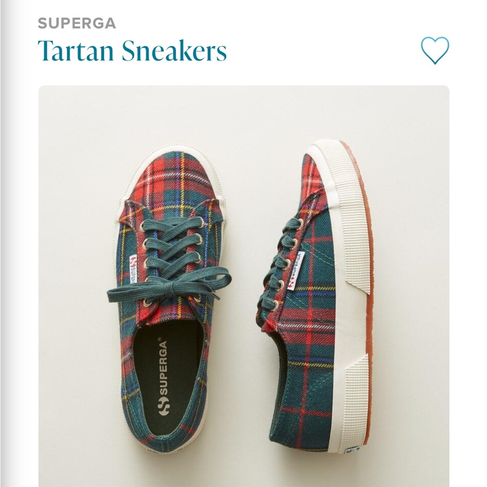 Superga Tartan Plaid Chunky Sole Sneakers in Red and Green- size 6.5